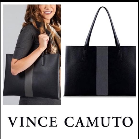 Vince Camuto Vegan Leather Tote - Black and Grey - Picture 2 of 13